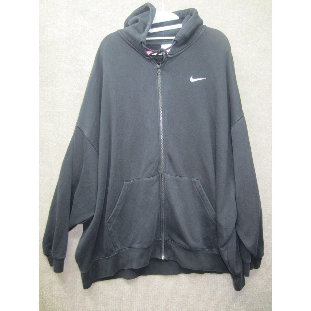 Nike Mens Full Zip Hoodie Black Fleece Embroidered Swoosh XL RN56323